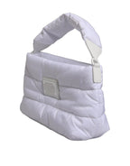 White Logo Plaque Polyester Quilted Shoulder Borse Bag