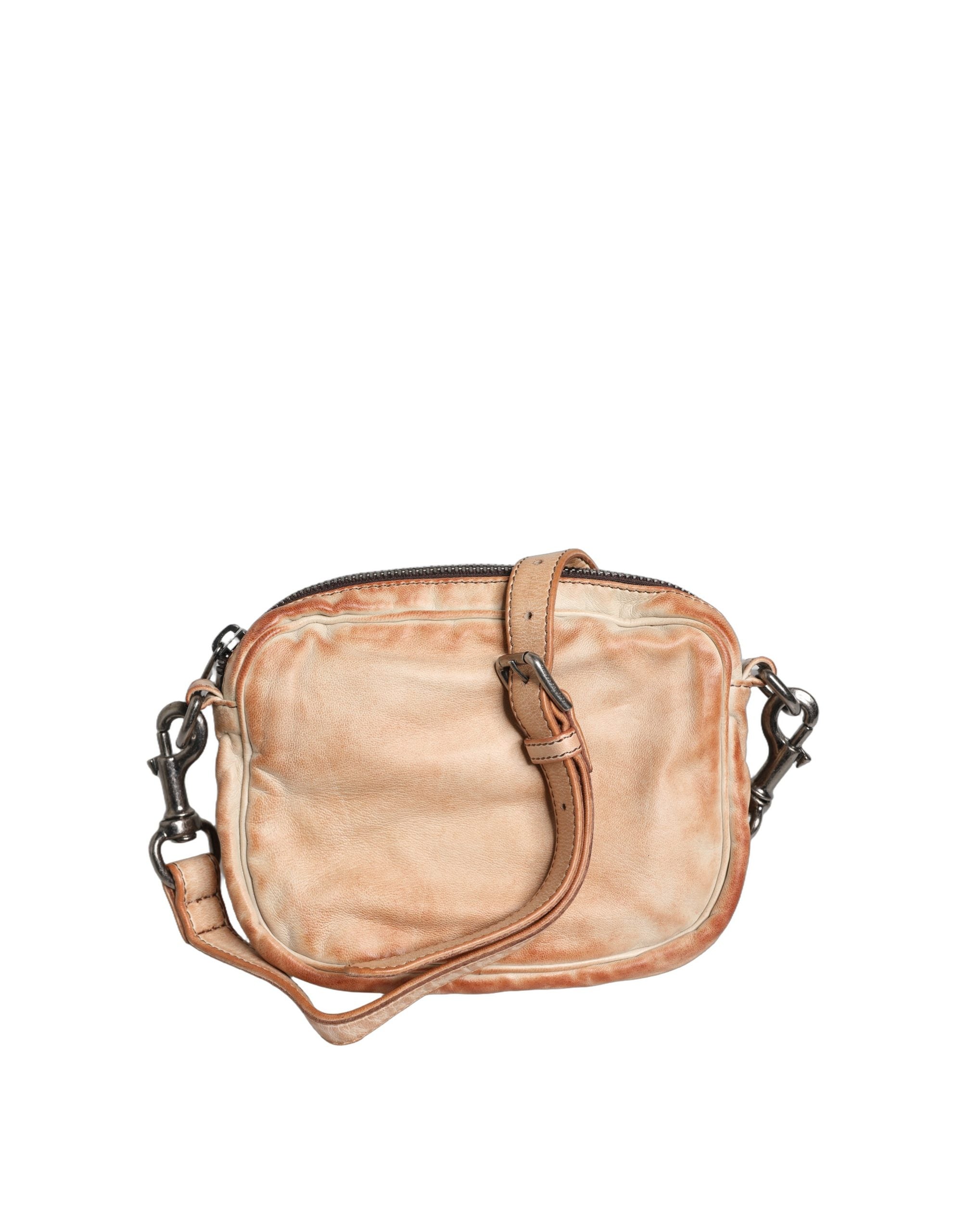 Beige Vintage Leather Logo Plaque Shoulder Borse Men Bag