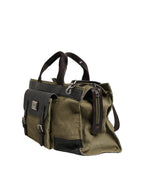 Military Green Two Tone Tote Duffel Shoulder Borse Bag
