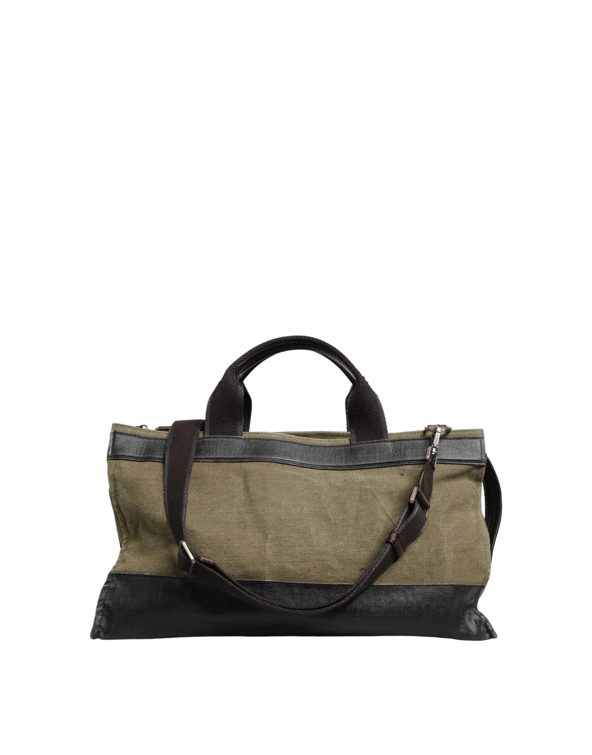 Military Green Two Tone Tote Duffel Shoulder Borse Bag