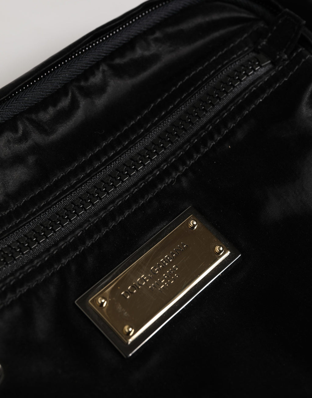 Black Nylon Brass Plate Bumbag Waist Fanny Pack Men Bag