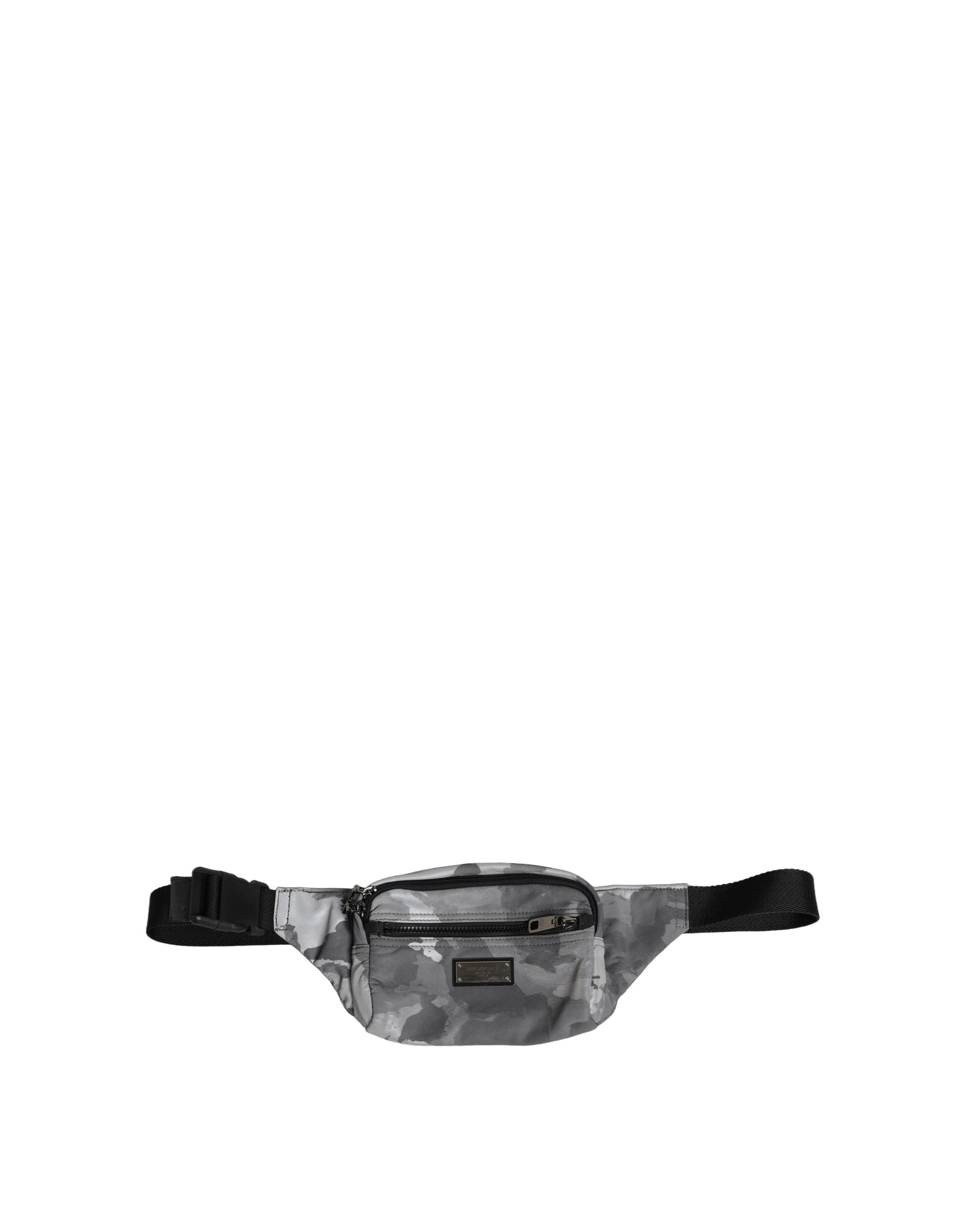 Black Nylon Brass Plate Camouflage Waist Fanny Pack Bag