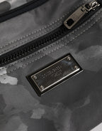 Black Nylon Brass Plate Camouflage Waist Fanny Pack Bag