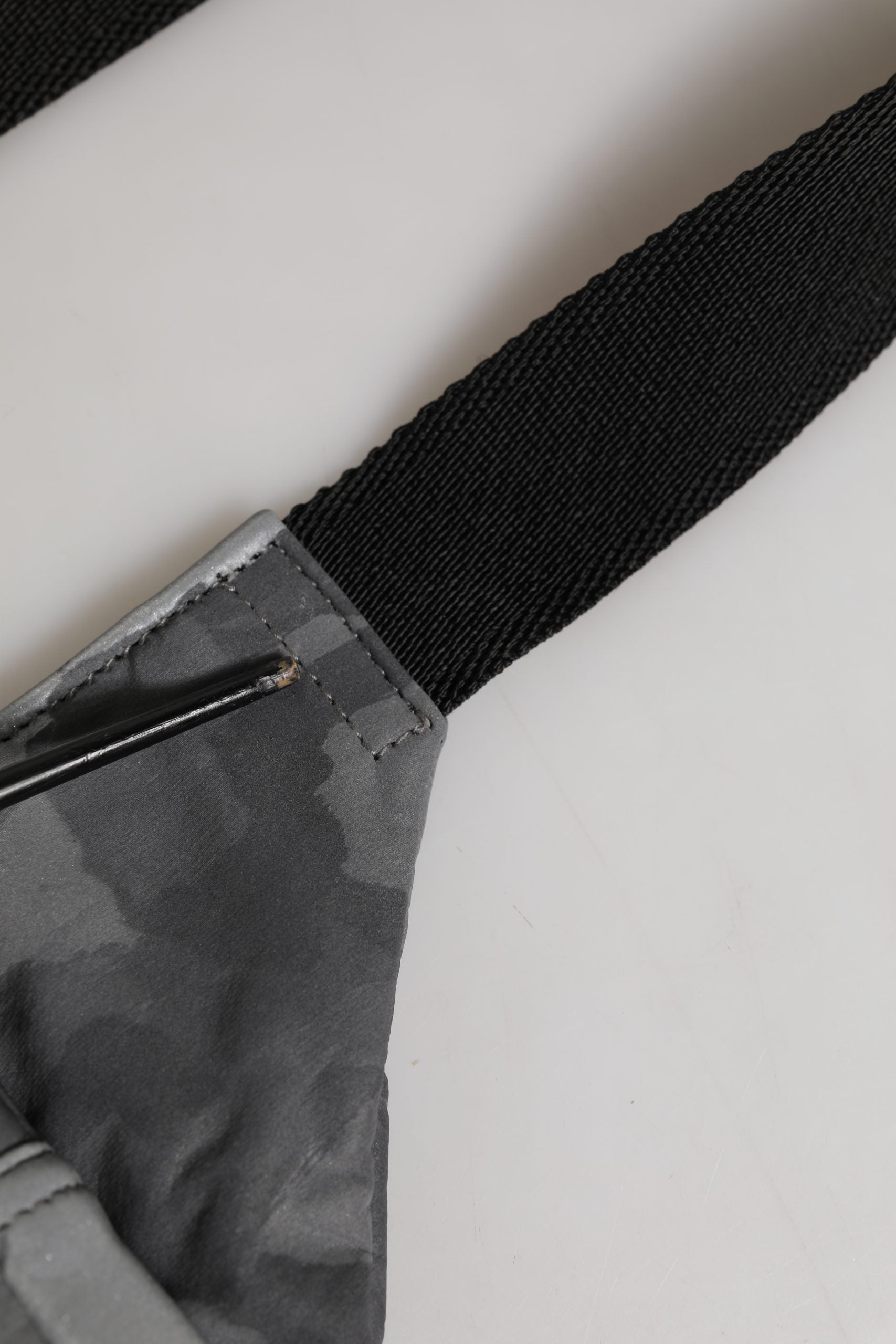 Black Nylon Brass Plate Camouflage Waist Fanny Pack Bag