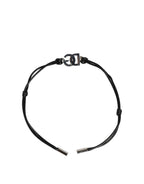 Black Polyester Cord Silver Tone DG Logo Charm Bracelet