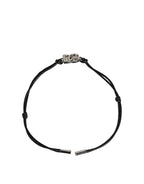Black Polyester Cord Silver Tone DG Logo Charm Bracelet