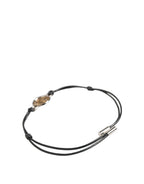 Black Polyester Cord Gold Tone Roman Coin Charm Bracelet