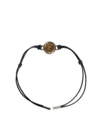 Black Polyester Cord Gold Tone Roman Coin Charm Bracelet