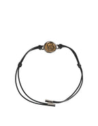 Black Polyester Cord Gold Tone Roman Coin Charm Bracelet