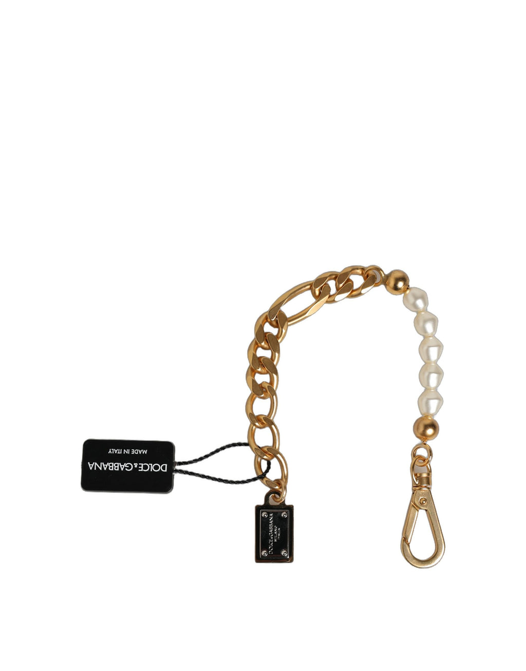 Gold Brass Pearl Embellished Chain Link Jewelry Bracelet