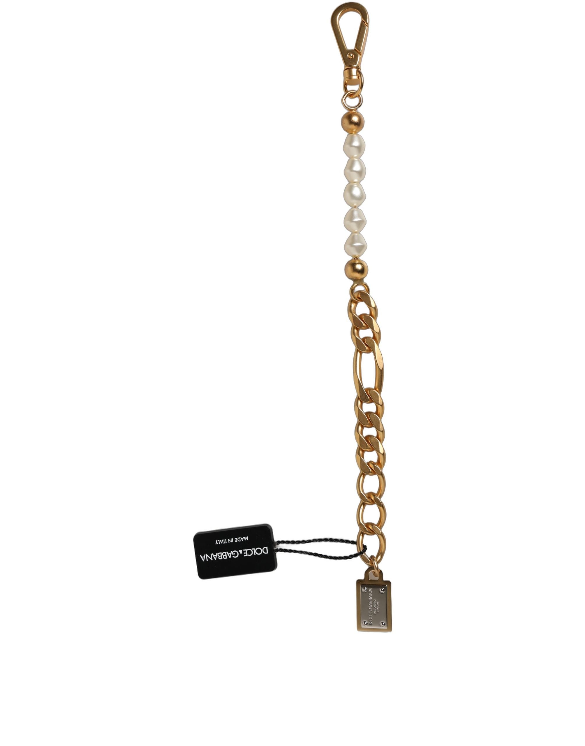 Gold Brass Pearl Embellished Chain Link Jewelry Bracelet