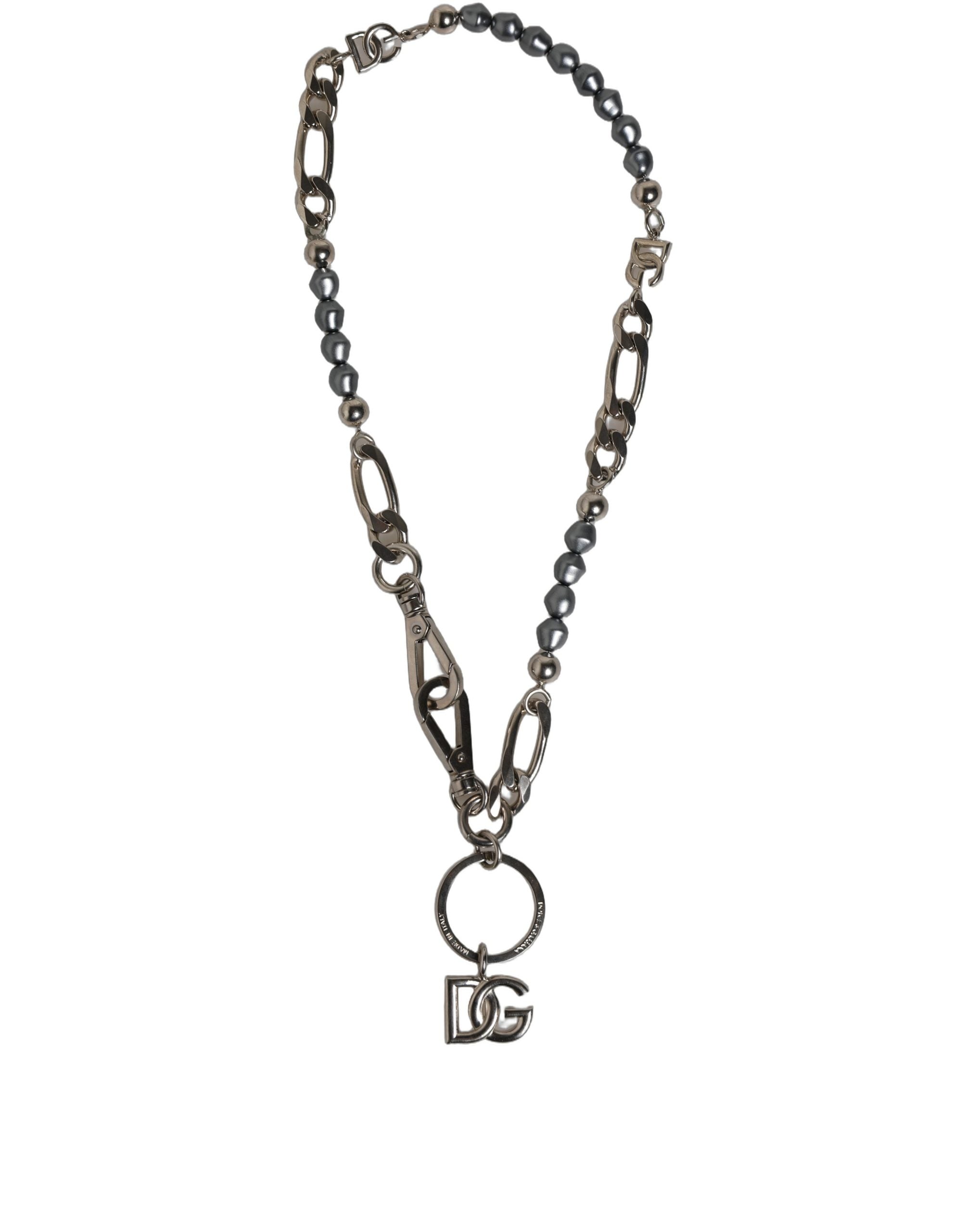 Silver Tone Chain Signature DG Logo Pendant Necklace