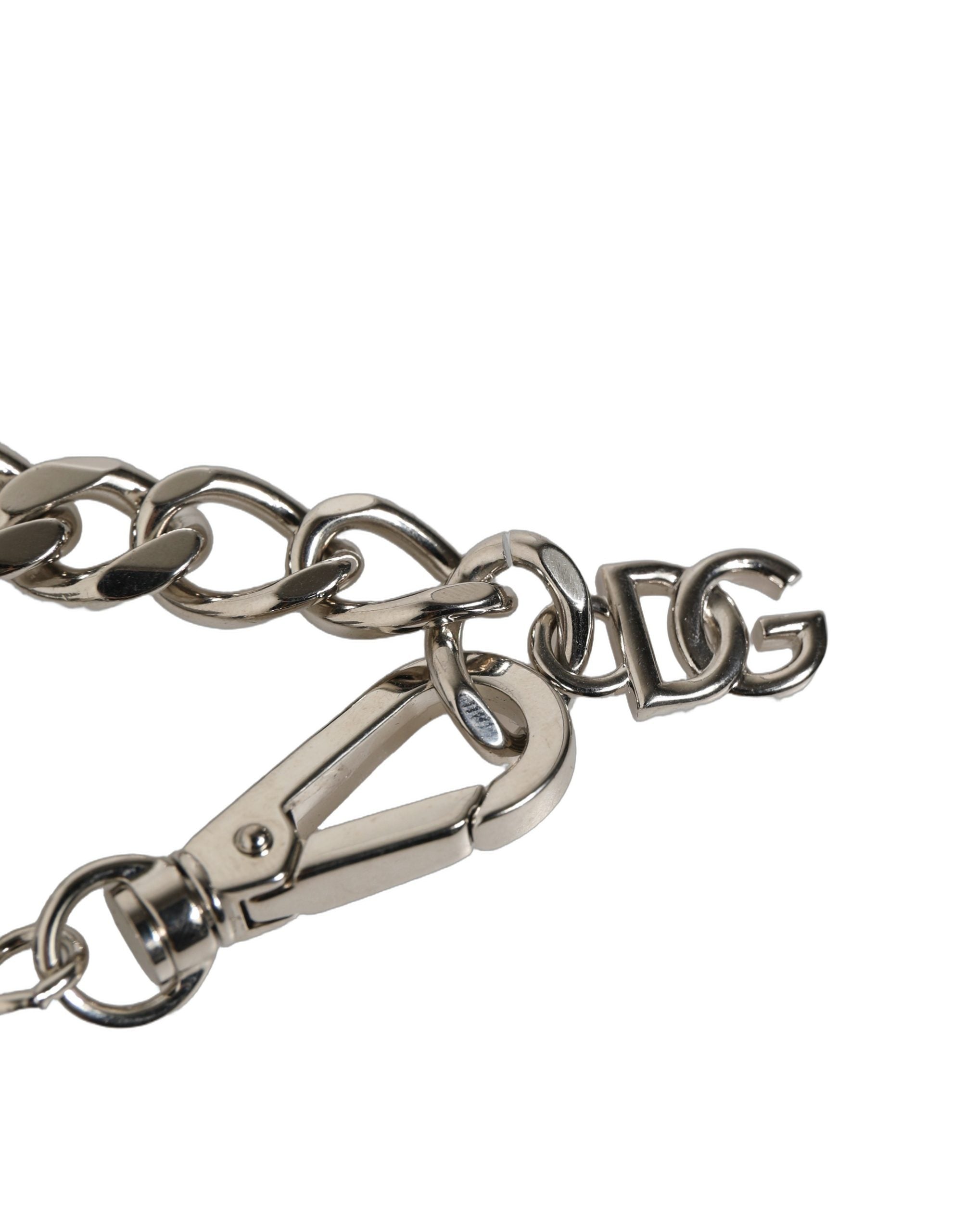 Silver Tone Brass Beaded Shell DG Logo Pendant Bracelet