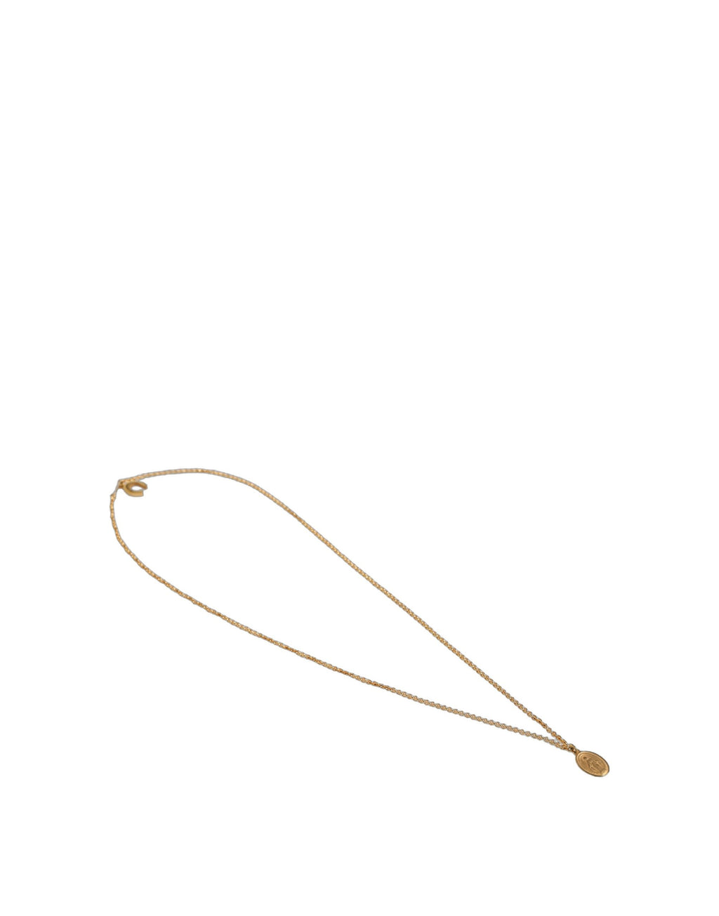 Gold Tone Brass Virgin Mary Medallion Pendant Necklace