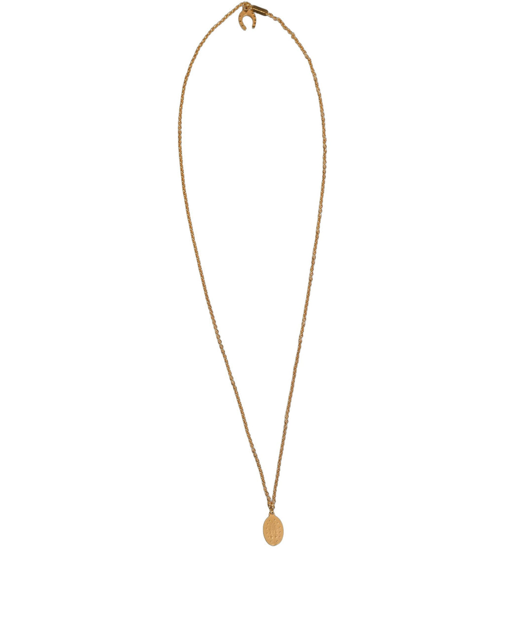 Gold Tone Brass Virgin Mary Medallion Pendant Necklace