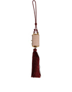Pink Exotic Leather Mini Mirror Tassel Makeup Bag