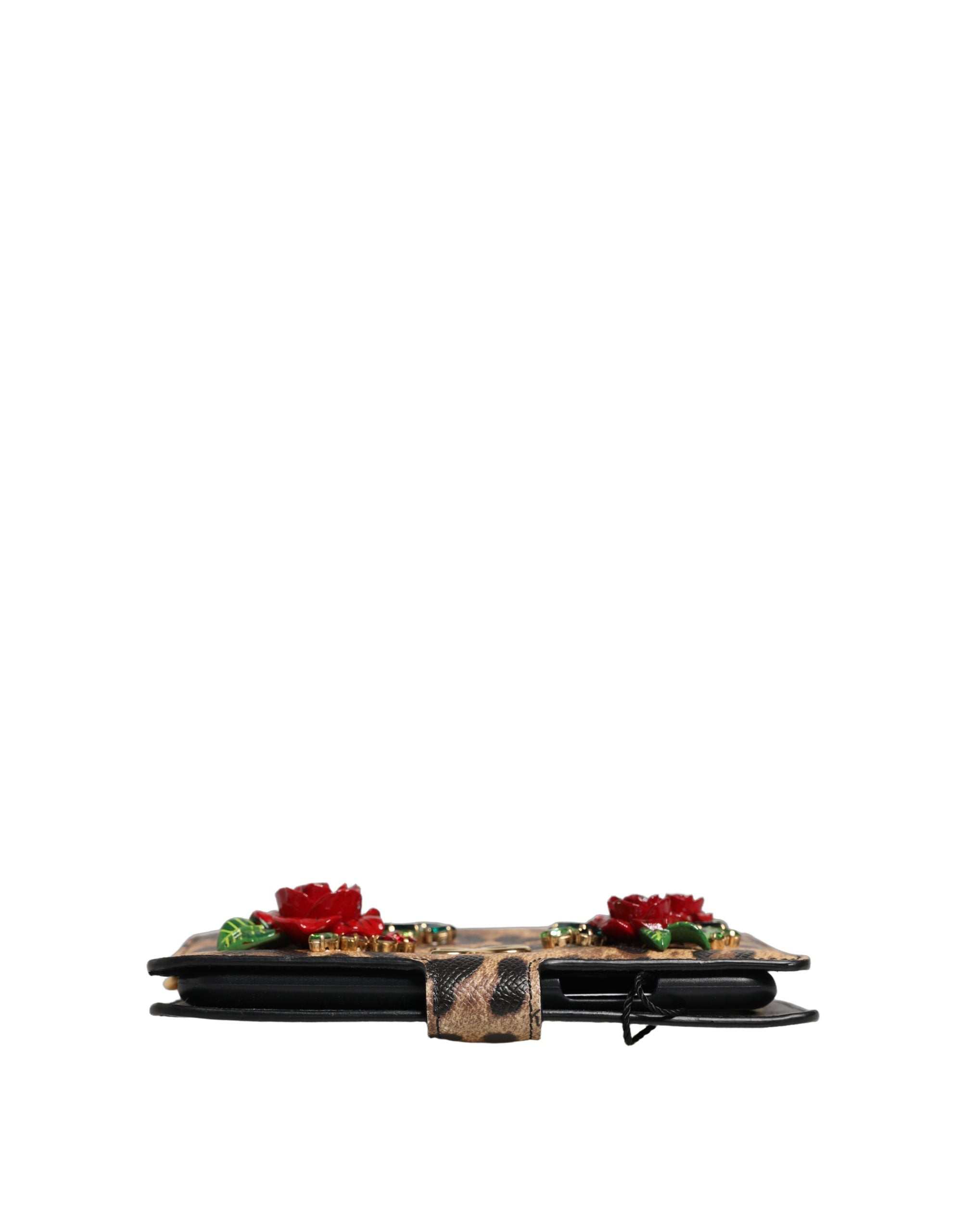 Flip Cover Brown Leopard Crystal iPhone X - XS Case