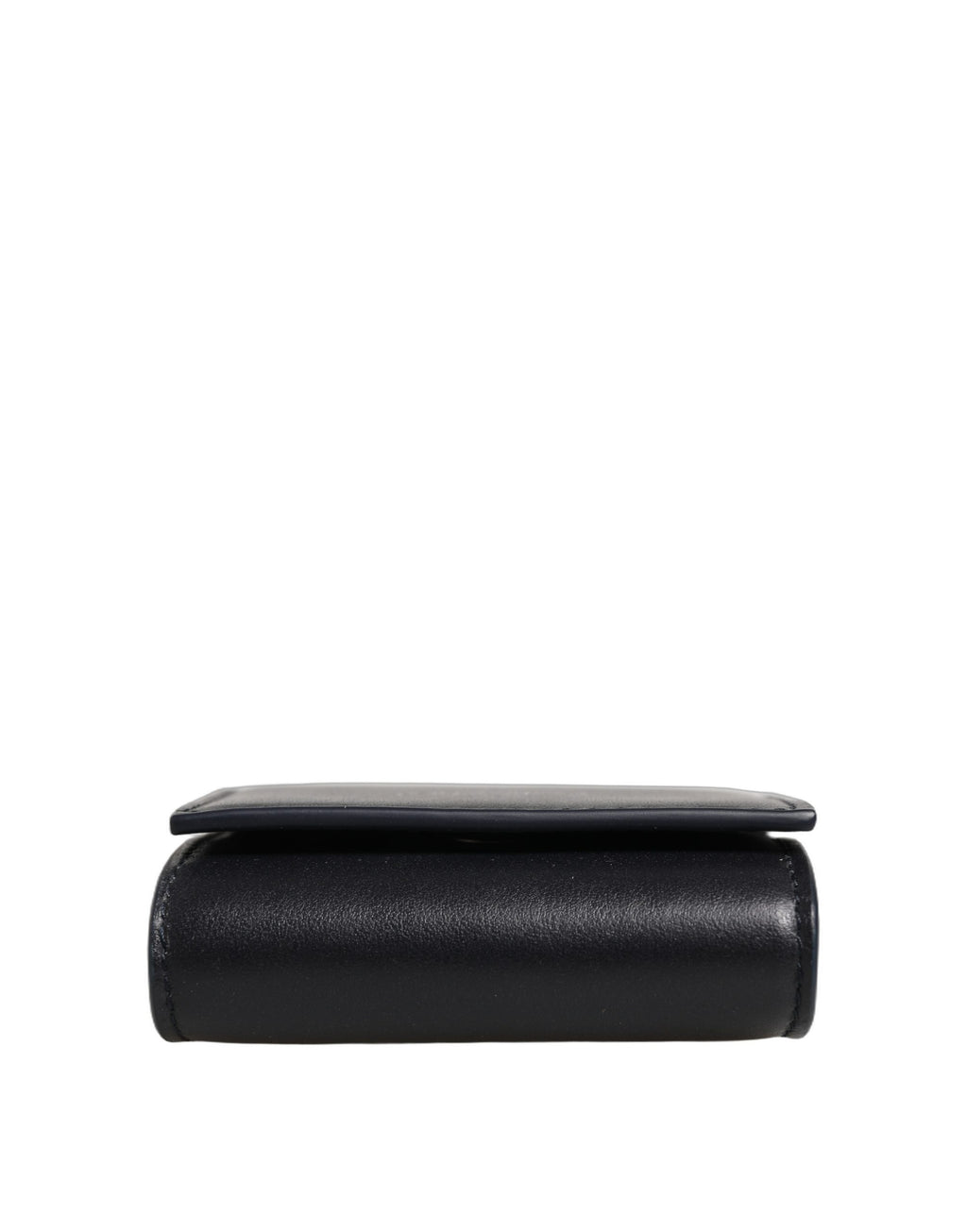Black Calfskin Leather Logo Print Bifold CoinPurse Wallet