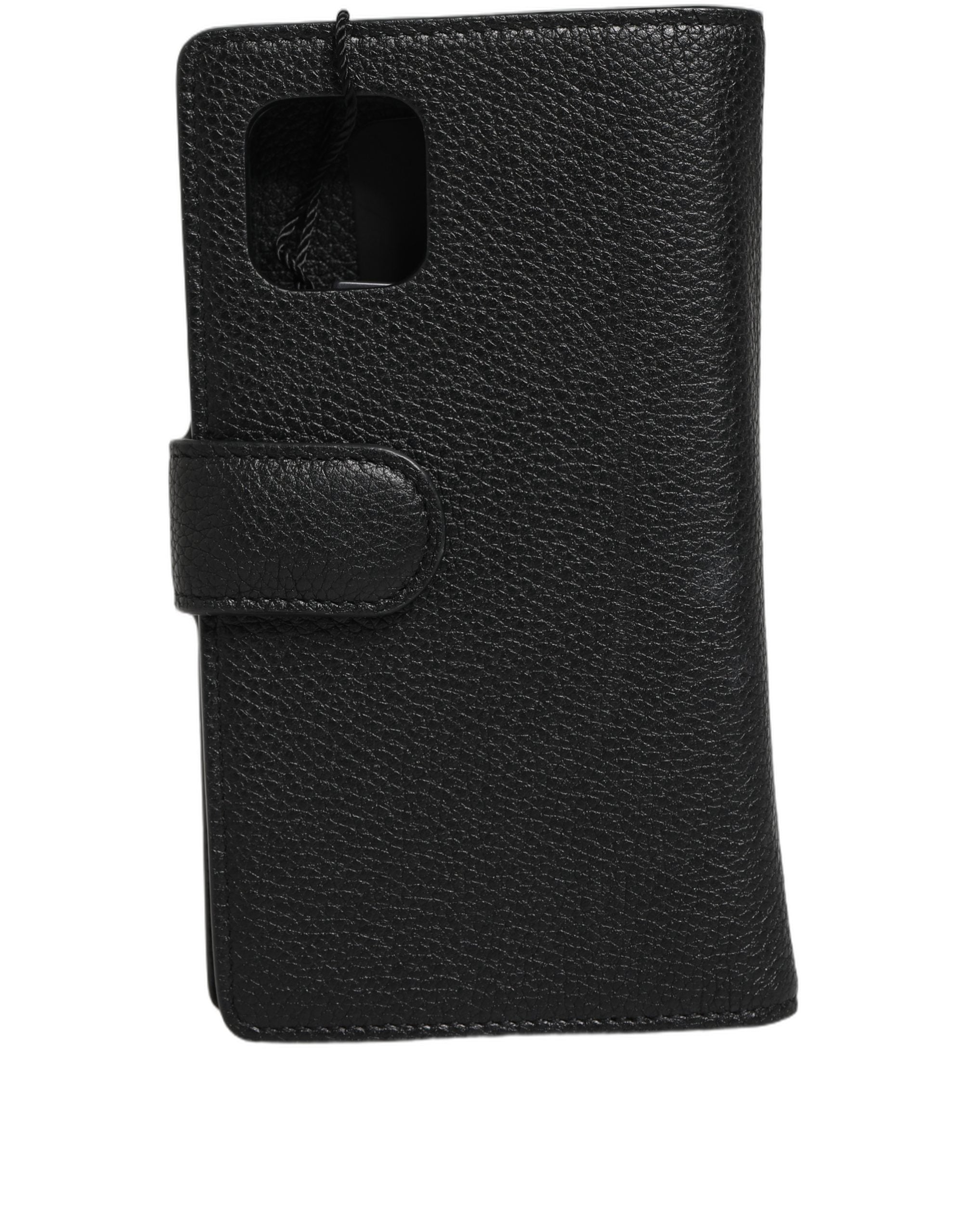 Case Flip Cover Black Calf Leather iPhone11 PRO Phone