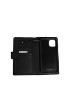 Case Flip Cover Black Calf Leather iPhone11 PRO Phone