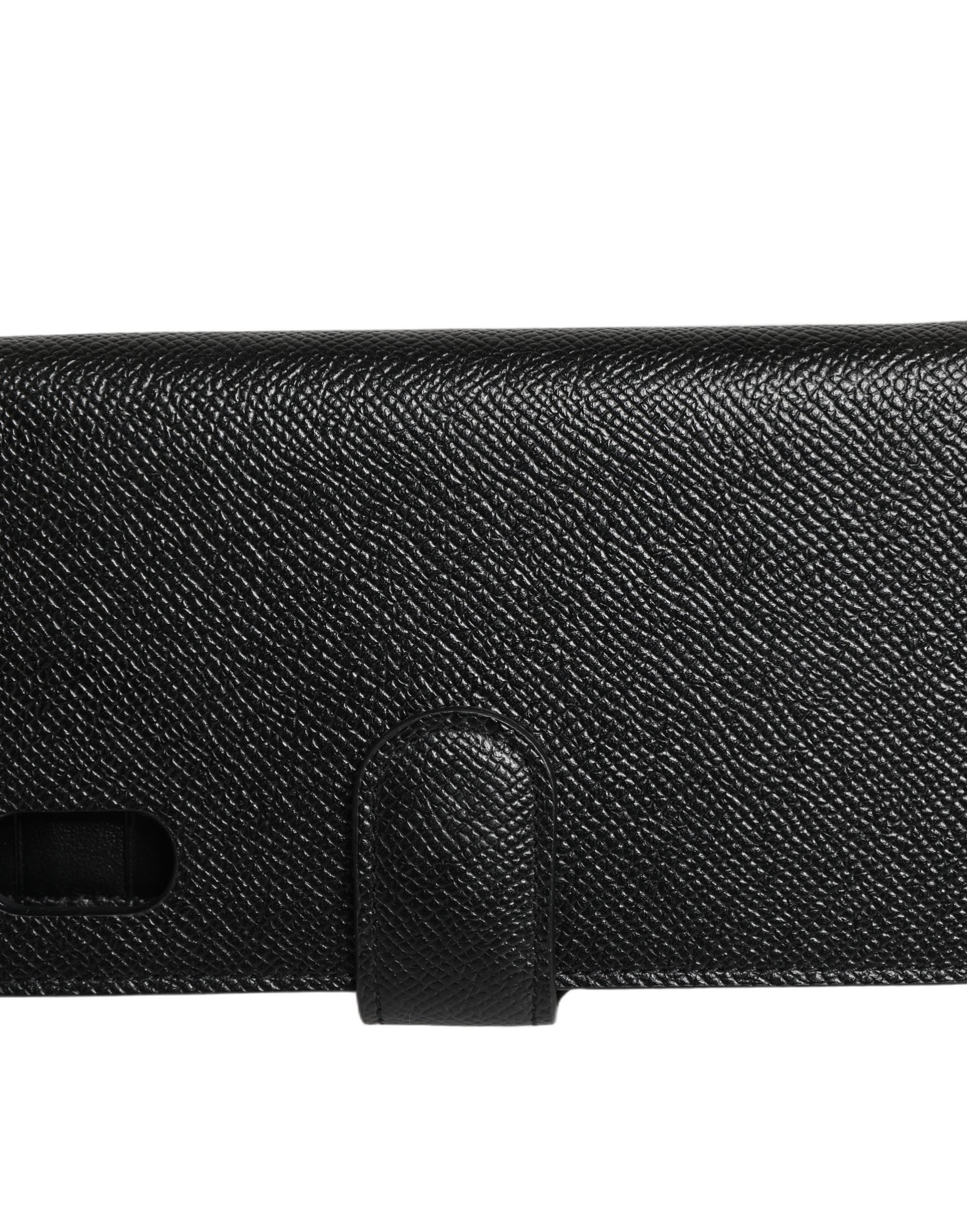 Case Flip Cover Black Calf Leather iPhone X - XS Phone