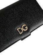 Case Flip Cover Black Calf Leather iPhone X - XS Phone