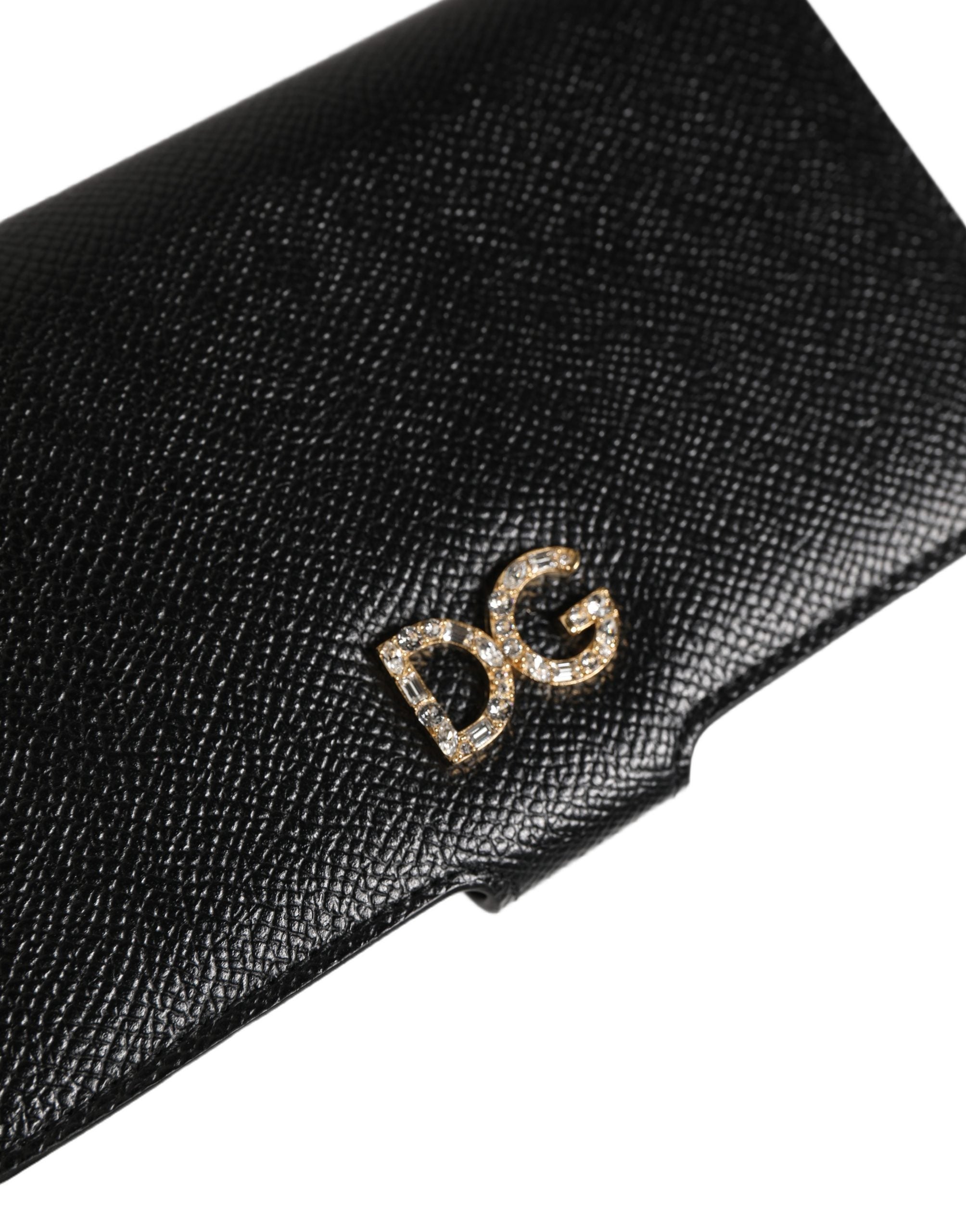 Case Flip Cover Black Calf Leather iPhone X - XS Phone