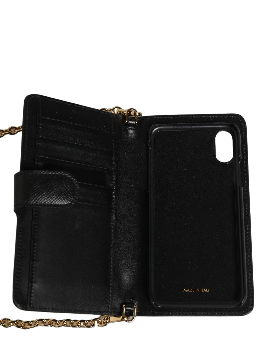 Case Flip Cover Black Calf Leather iPhone X - XS Phone