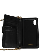 Case Flip Cover Black Calf Leather iPhone X - XS Phone