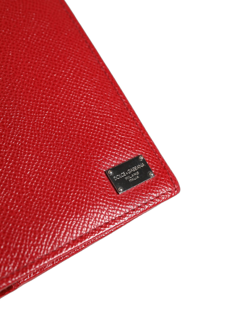 Red Dauphine Leather ID Men Card Holder Bifold Wallet