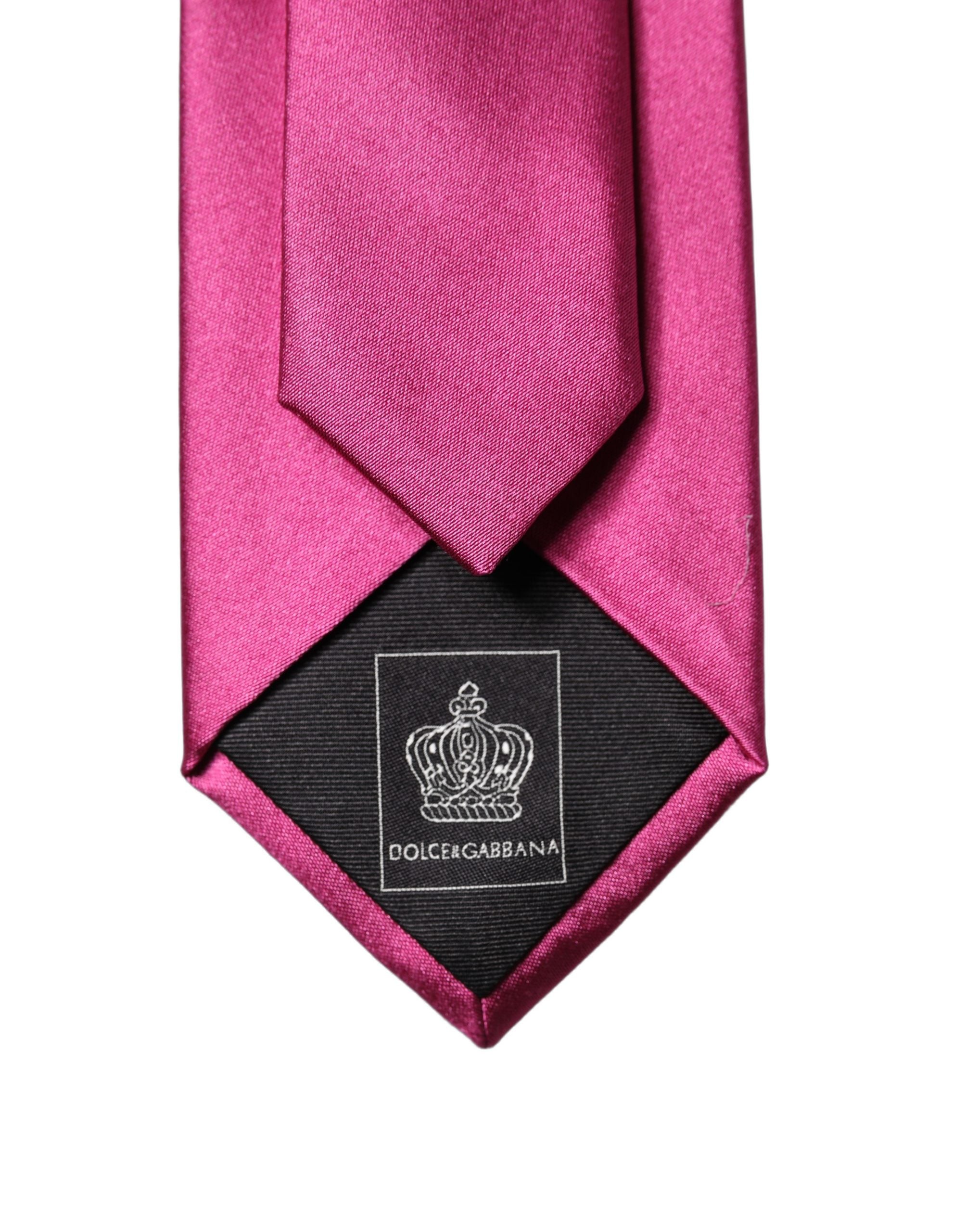 Fuchsia Pink Silk Satin Wide Adjustable Men Necktie Tie