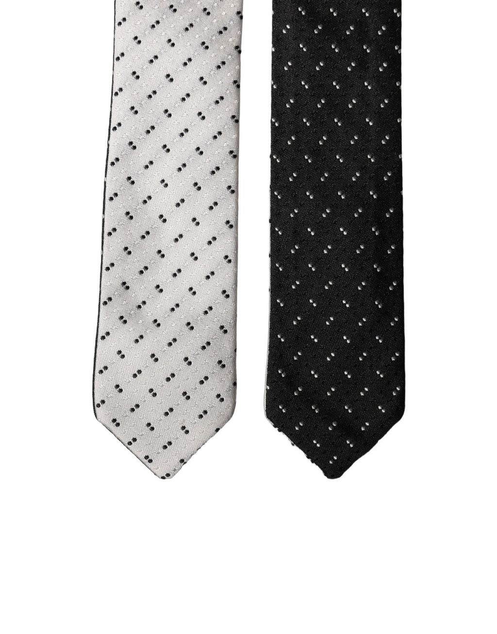 White Black Patterned Silk Adjustable Men Necktie Tie