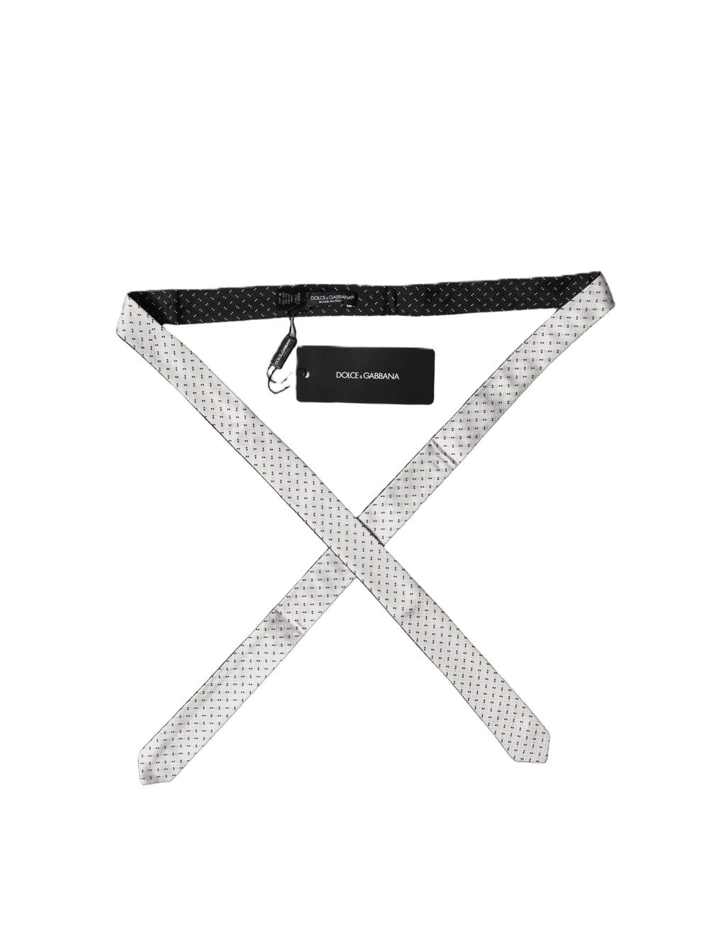 White Black Patterned Silk Adjustable Men Necktie Tie