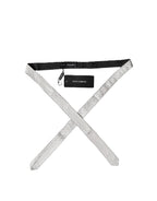 White Black Patterned Silk Adjustable Men Necktie Tie