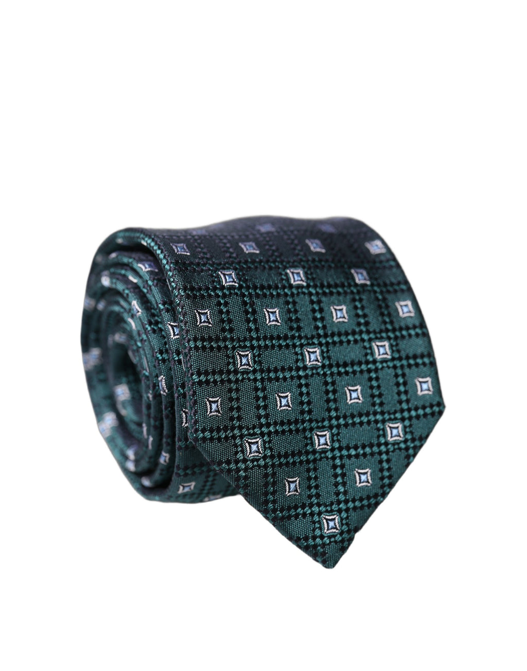 Dark Green Patterned Silk Adjustable Men Necktie Tie