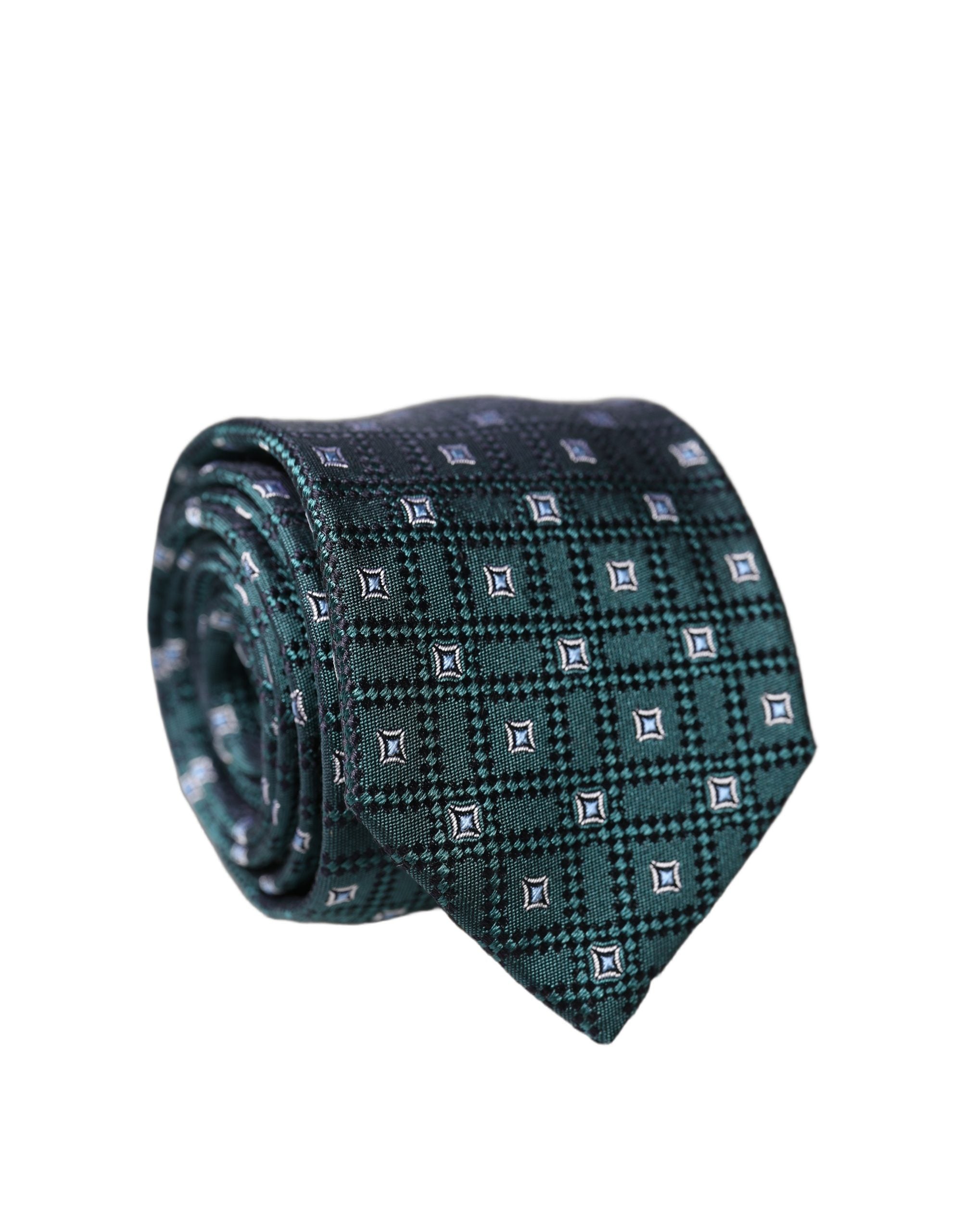 Dark Green Patterned Silk Adjustable Men Necktie Tie