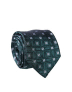 Dark Green Patterned Silk Adjustable Men Necktie Tie