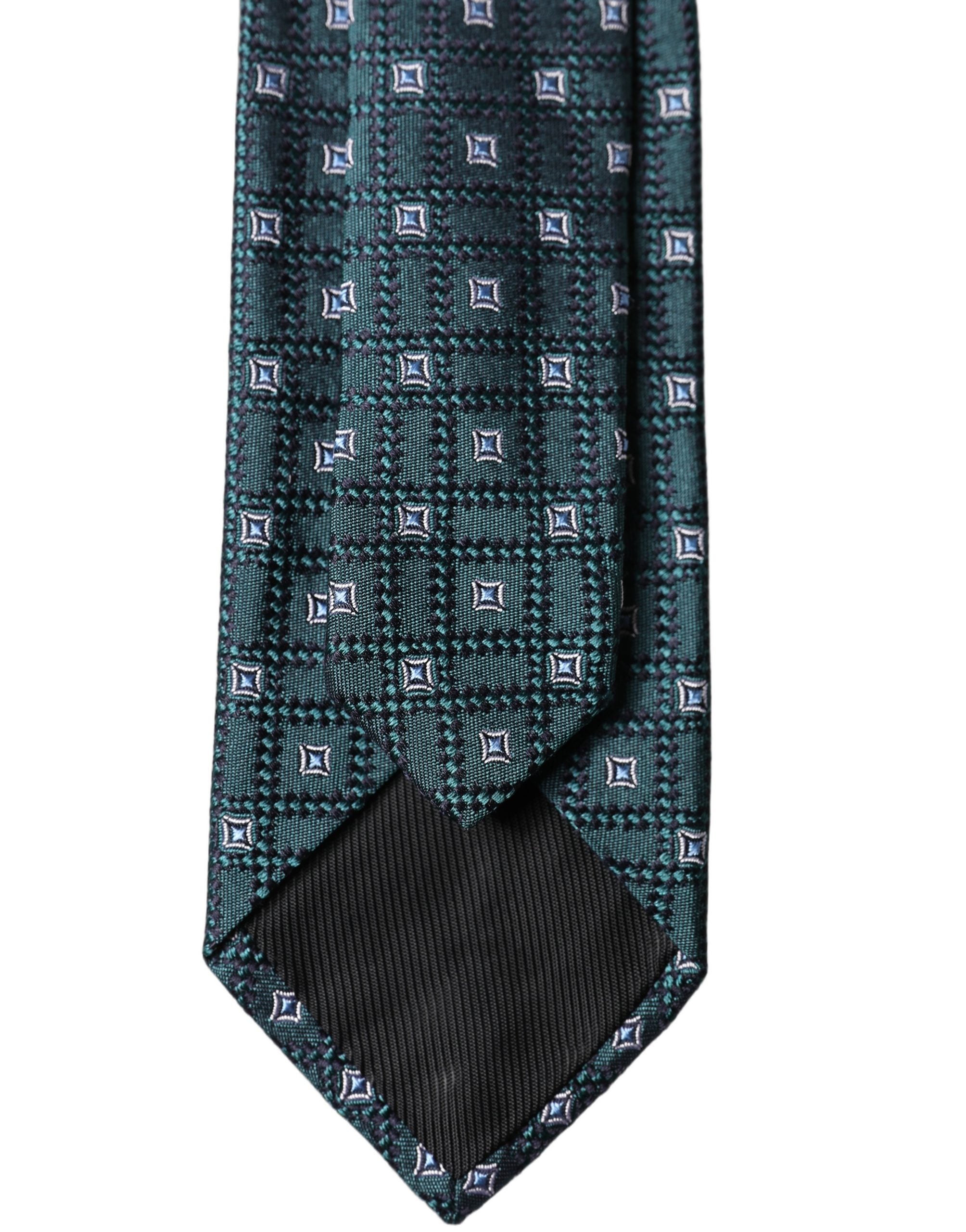 Dark Green Patterned Silk Adjustable Men Necktie Tie