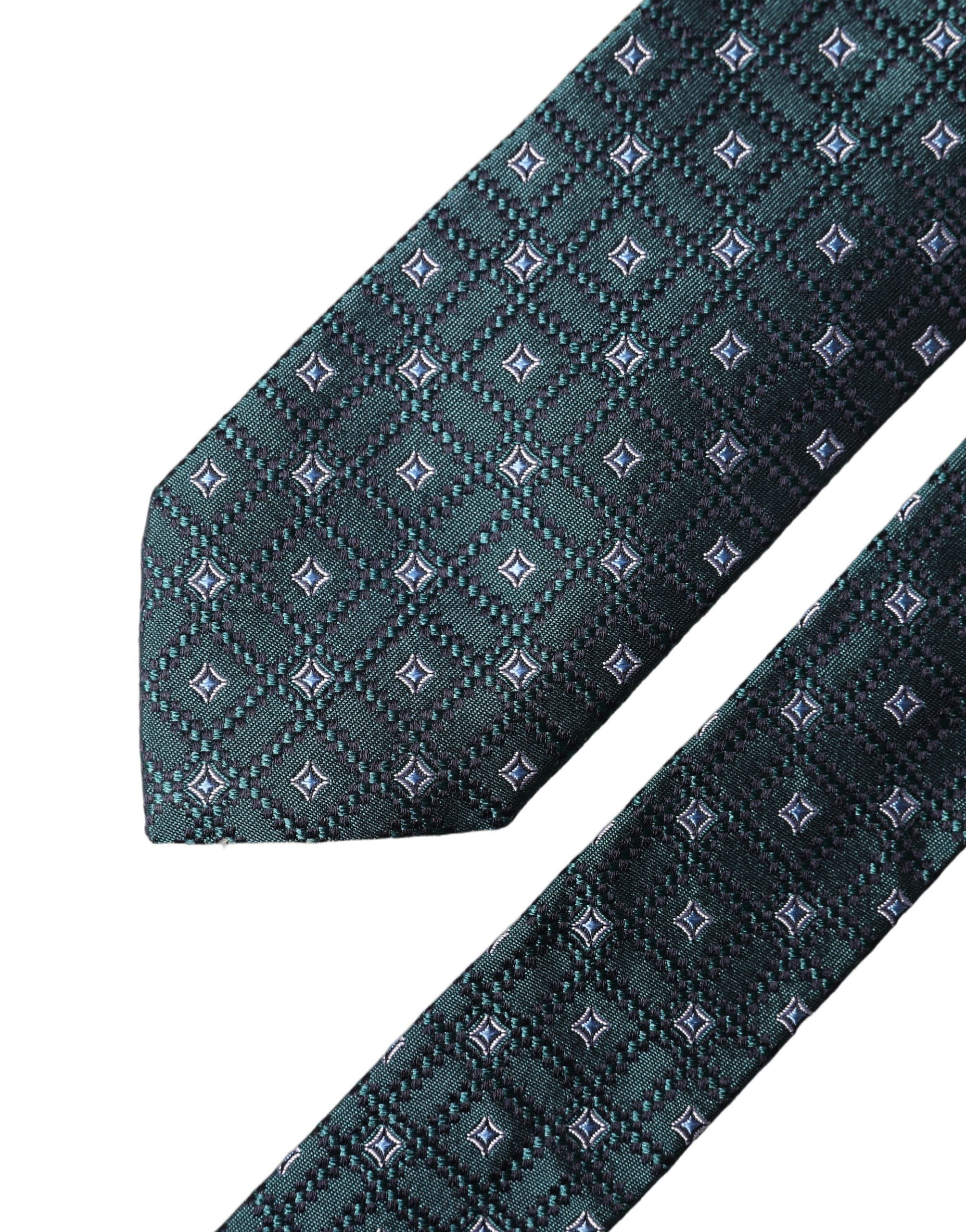 Dark Green Patterned Silk Adjustable Men Necktie Tie