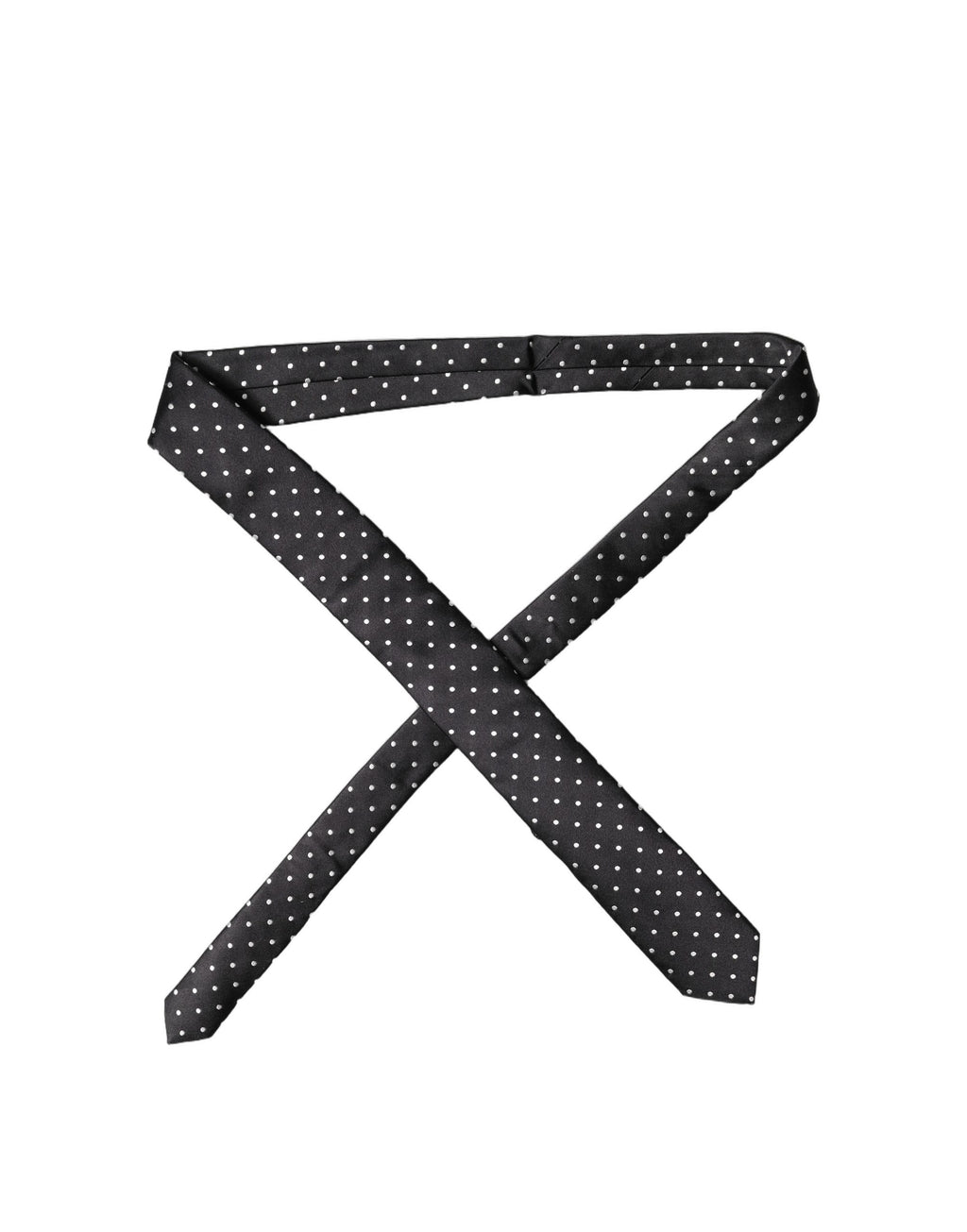 Black White Polka Dots Silk Adjustable Men Necktie Tie
