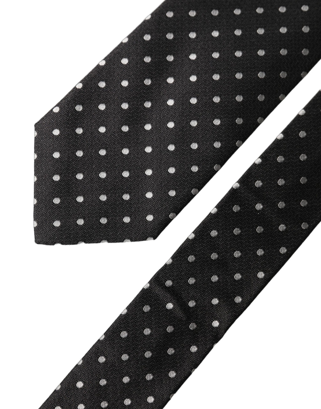 Black White Polka Dots Silk Adjustable Men Necktie Tie