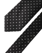 Black White Polka Dots Silk Adjustable Men Necktie Tie