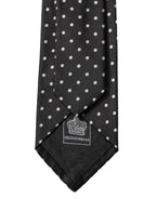 Black White Polka Dots Silk Adjustable Men Necktie Tie
