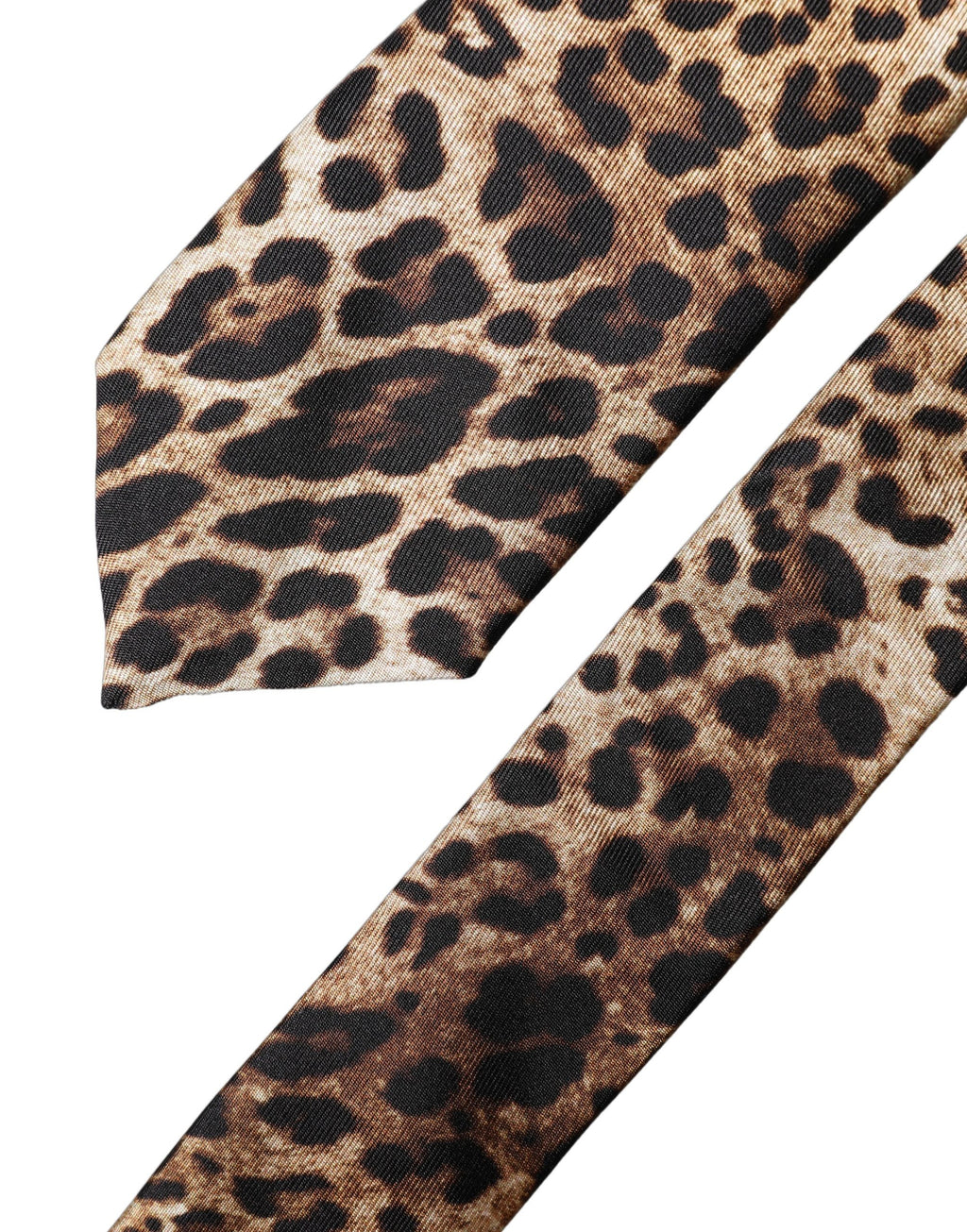 Brown Leopard Print Silk Adjustable Men Necktie Tie