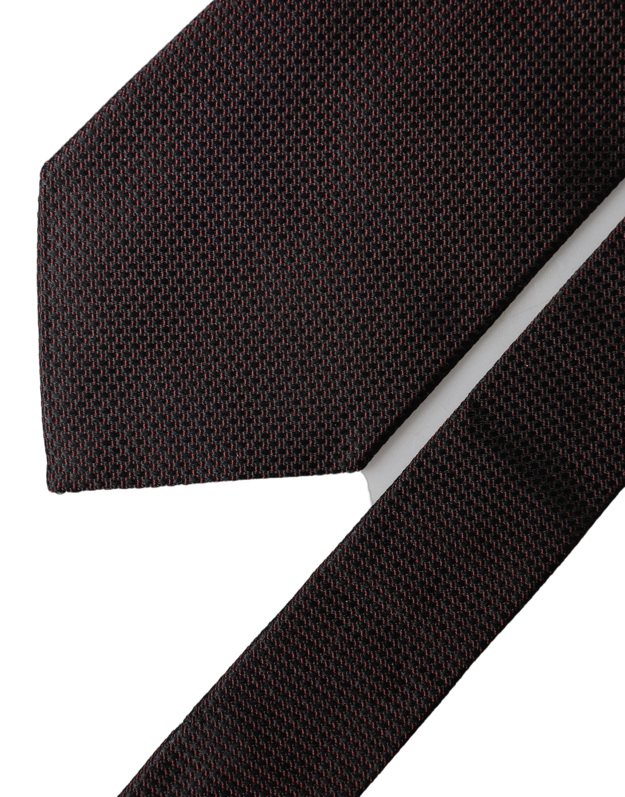 Black Red Patterned 100% Silk Adjustable Men Necktie Tie