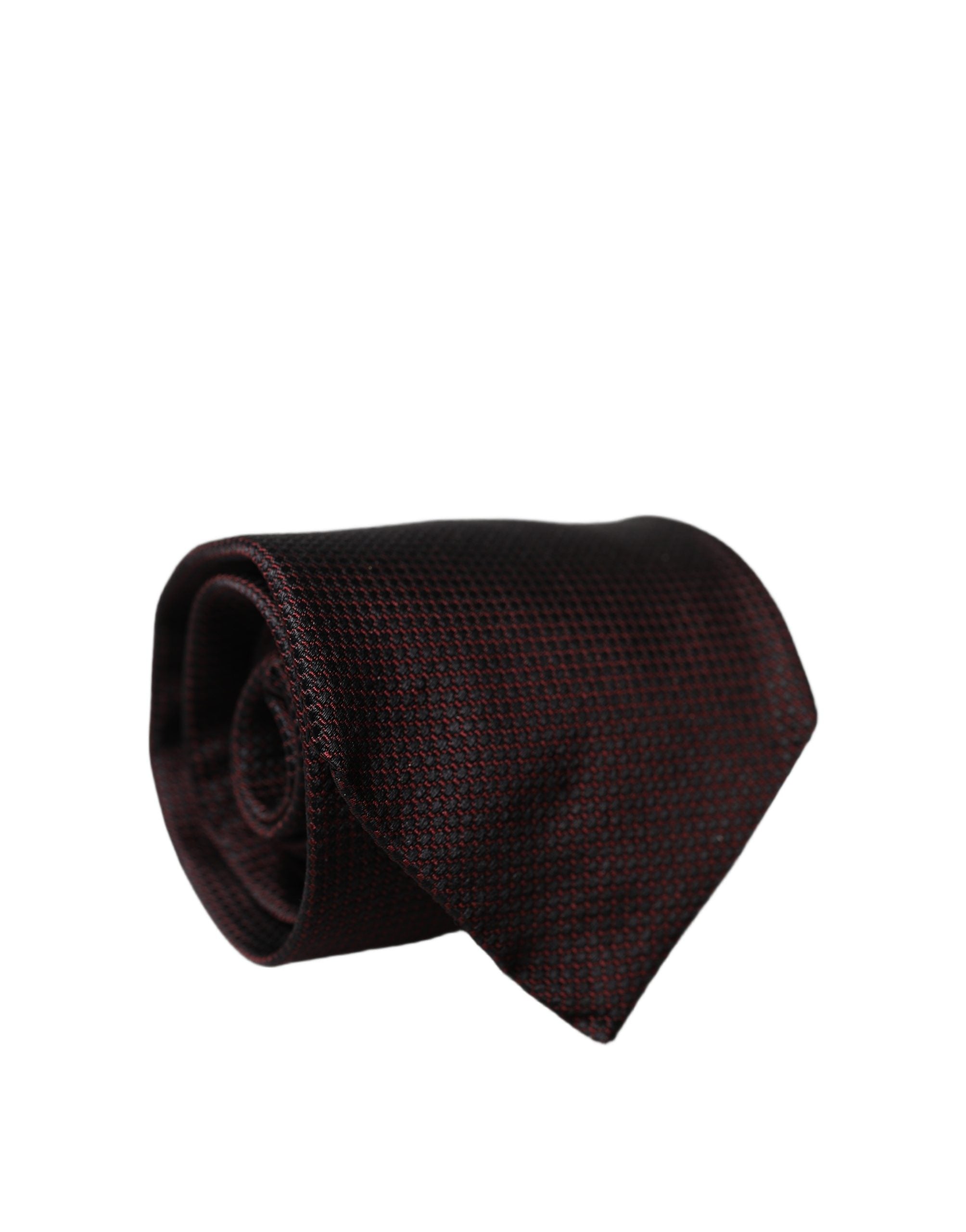 Black Red Patterned 100% Silk Adjustable Men Necktie Tie