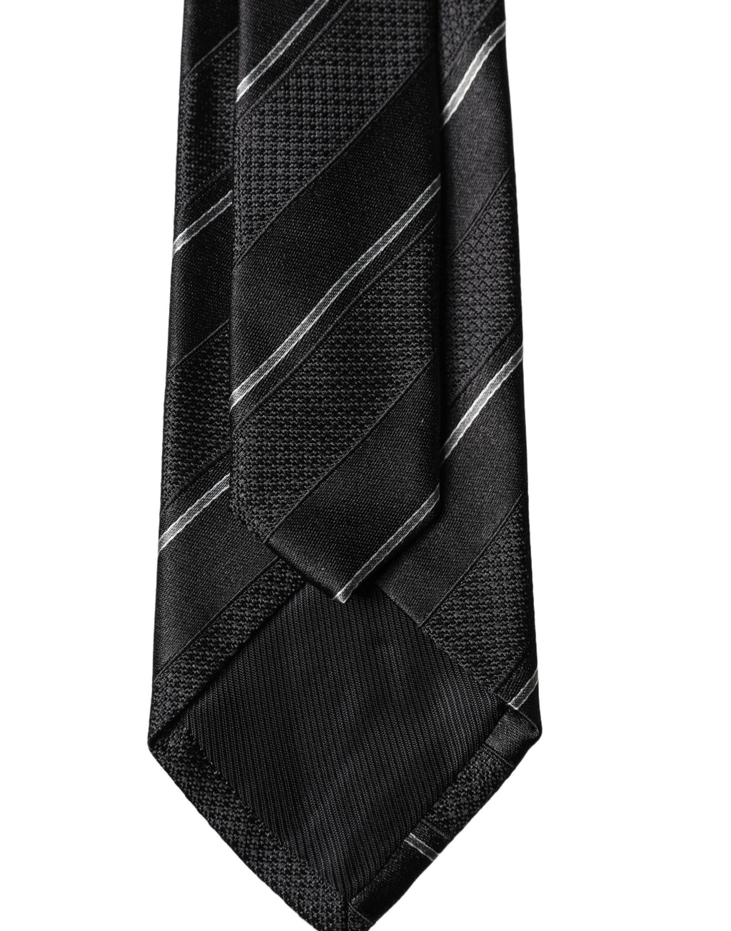 Black White Stripes 100% Silk Adjustable Men Necktie Tie
