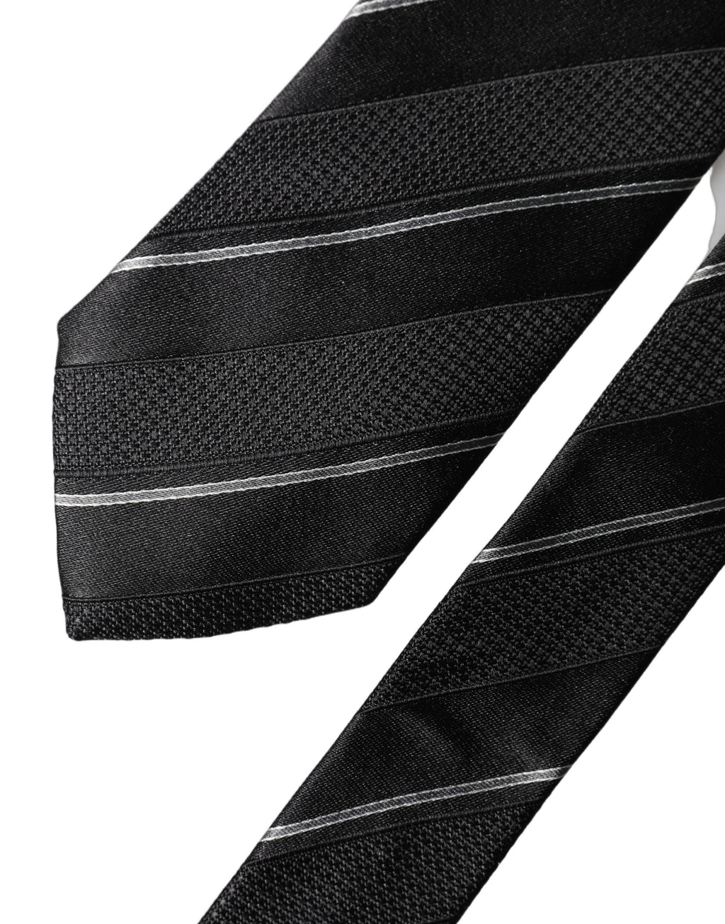 Black White Stripes 100% Silk Adjustable Men Necktie Tie
