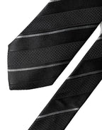 Black White Stripes 100% Silk Adjustable Men Necktie Tie