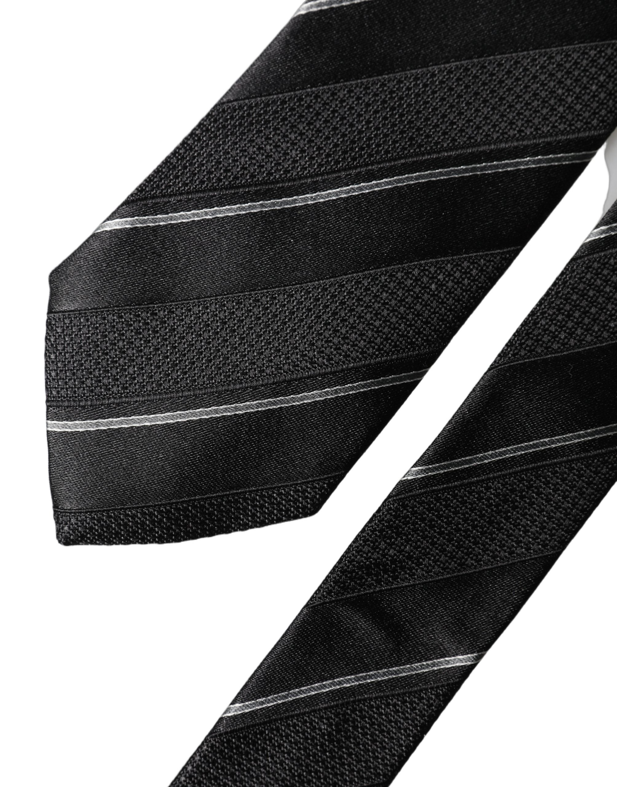 Black White Stripes 100% Silk Adjustable Men Necktie Tie
